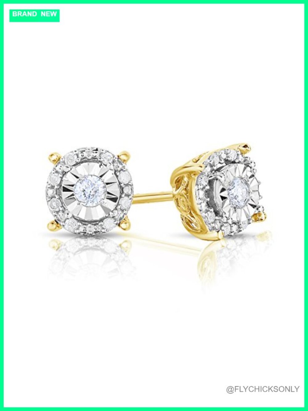 1/4 Cttw Diamond Stud Earrings in Yellow Gold Plated Sterling Silver